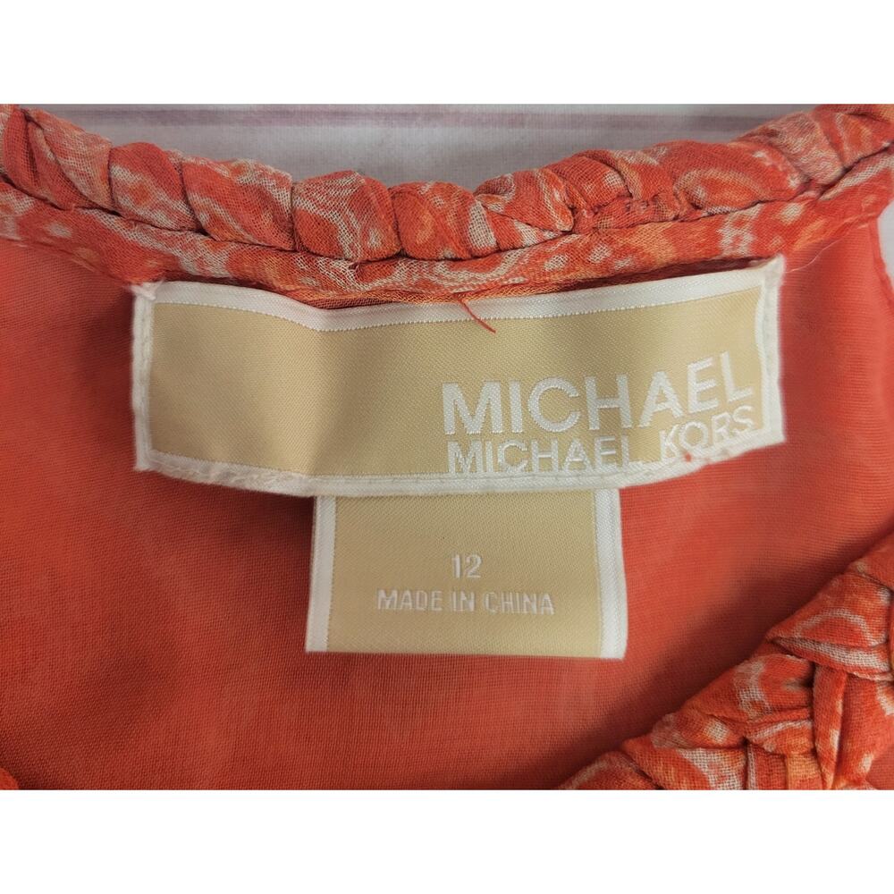 MICHAEL Michael Kors Orange Halter Blouse Size 12 Sleeveless Keyhole Top - Picture 8 of 8